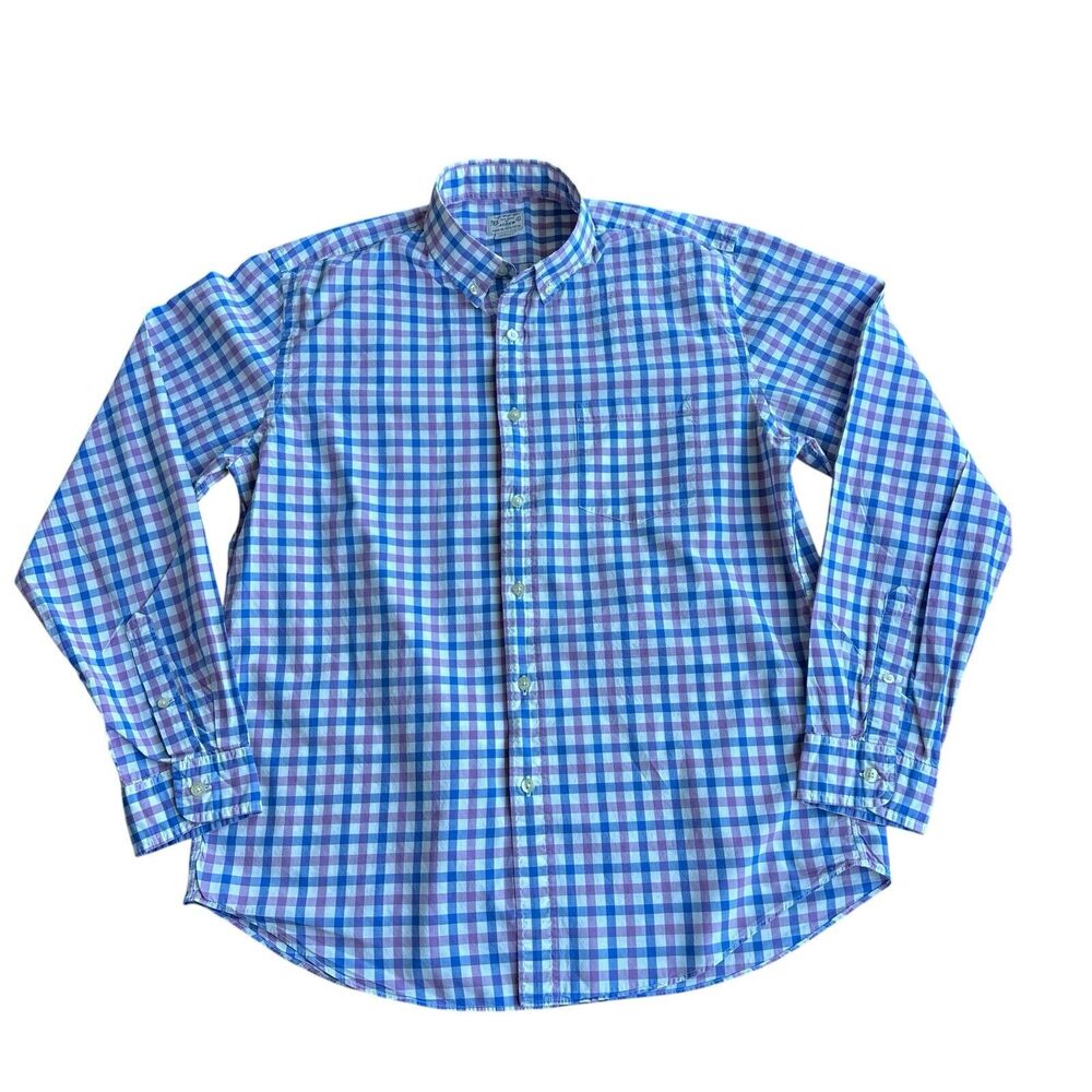 J Crew Men’s Casual Button Down Plaid Shirt 100% Lightweight Cotton, Size Large